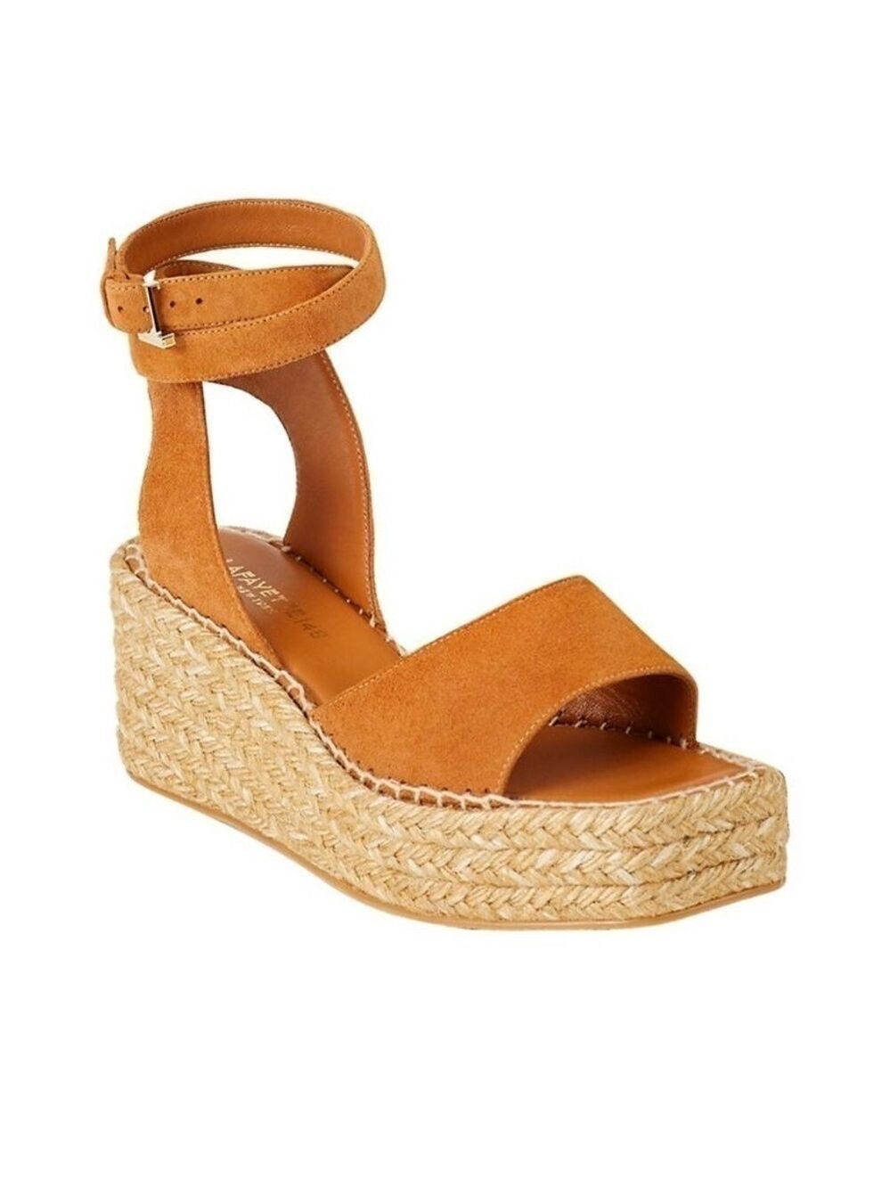 NIB Lafayette 148 Margot Suede Espadrille Platform Wedge Sandals